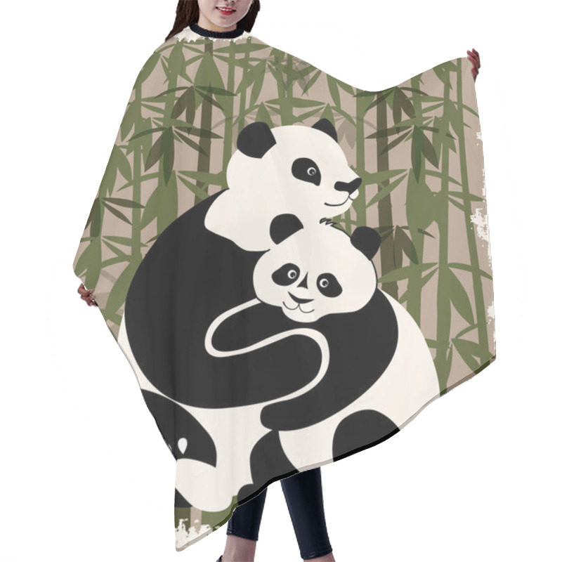 Personality  Pandas Family In The Bamboo Forest Hair Cutting Cape