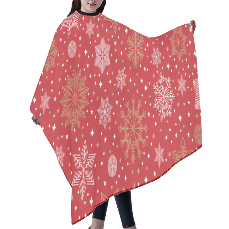 Personality  Christmas Seamless Pattern With Geometric Motifs. Snowflakes With Different Ornaments. Hair Cutting Cape