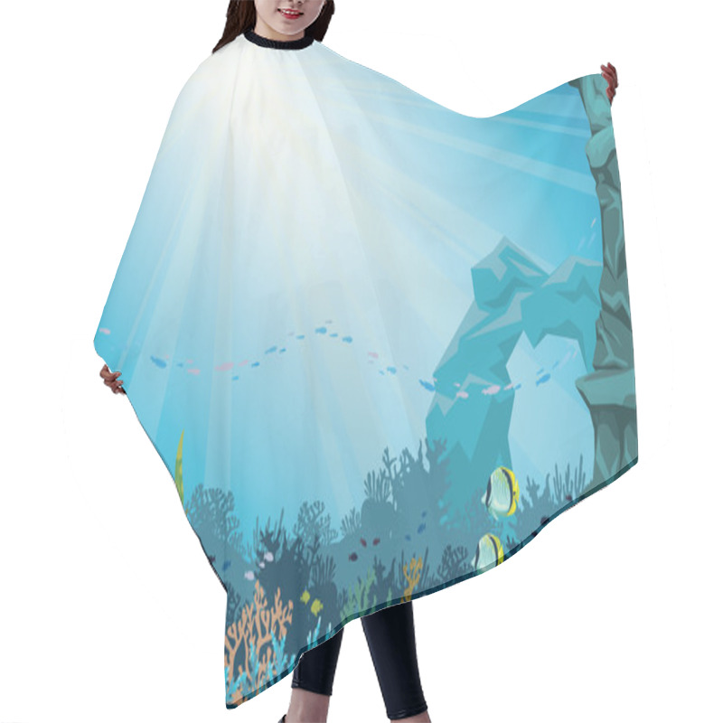 Personality  Coral Reef With Fish And Underwater Arch. Seascape. Hair Cutting Cape