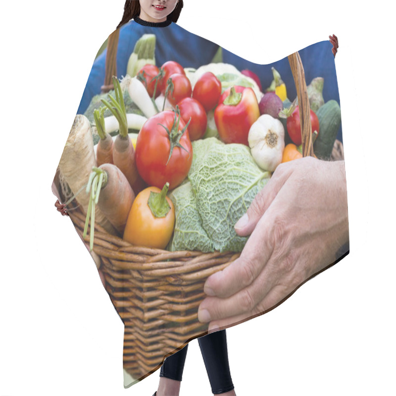 Personality  Wicker Basket Is Full Of Organic Vegetables Hair Cutting Cape