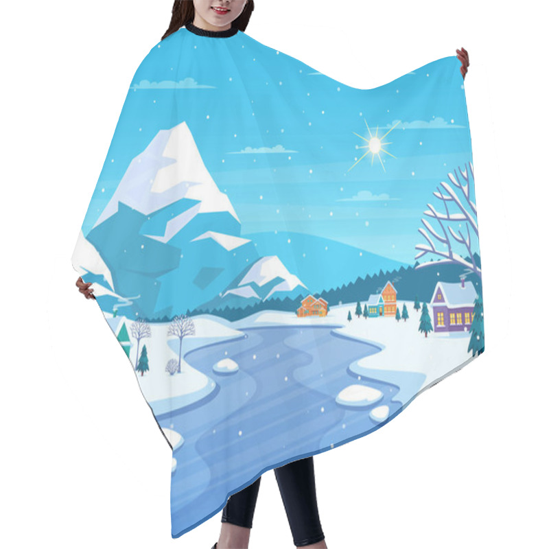 Personality  Winter Landscape And Town Illustration Hair Cutting Cape