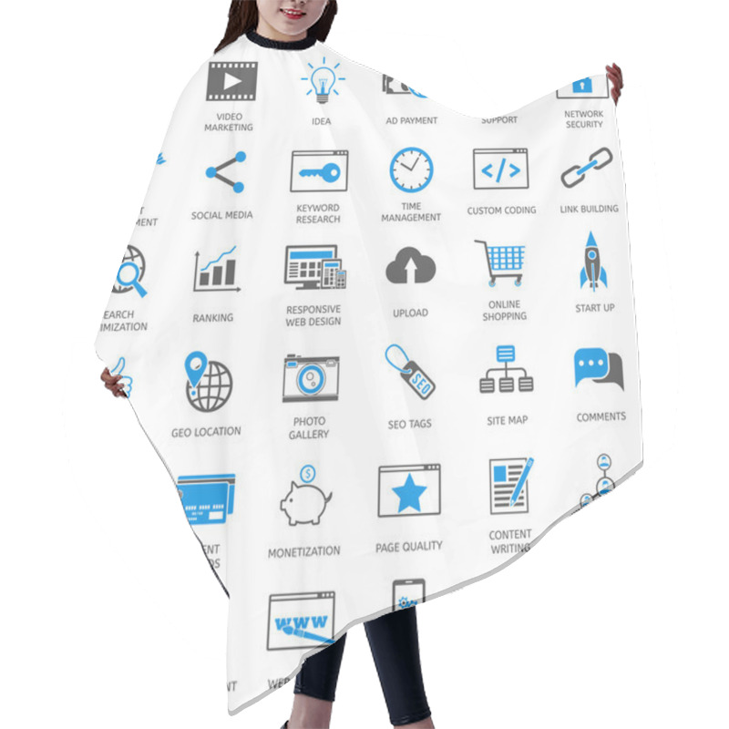 Personality  SEO Optimization Icons Hair Cutting Cape