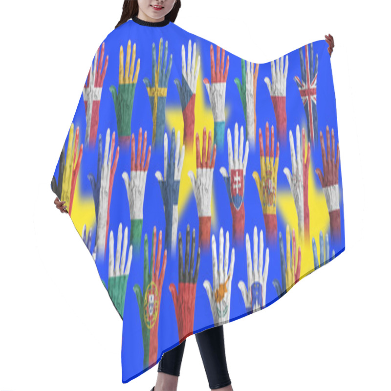 Personality  Hands With Flag Painting Of The EU-coutries Hair Cutting Cape