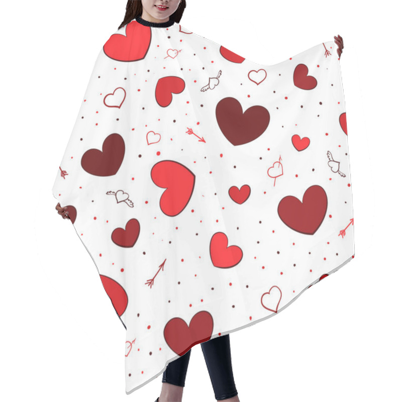 Personality  Seamless Background With Red Hearts Hair Cutting Cape