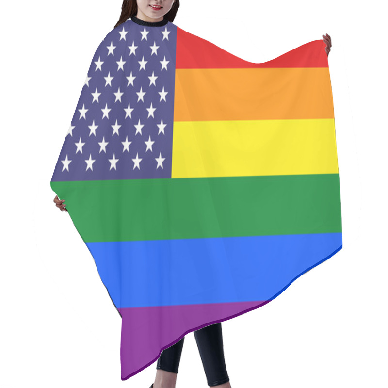 Personality  USA Flag With Rainbow Background Hair Cutting Cape