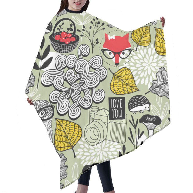 Personality  Seamless Pattern With Forest Animals Hair Cutting Cape