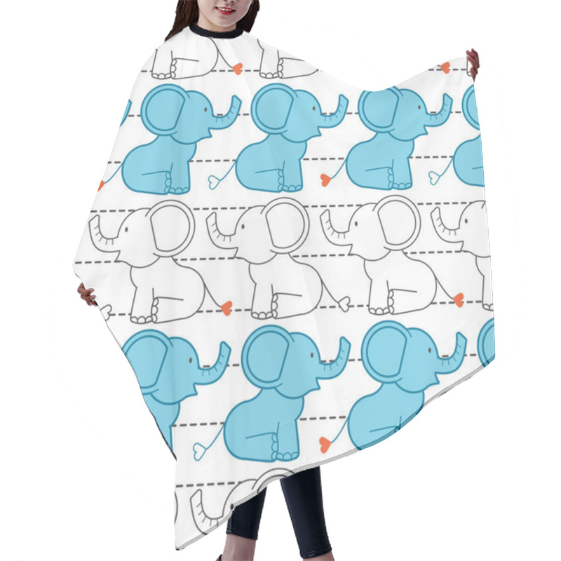 Personality  Elephant Seamless Pattern Hair Cutting Cape