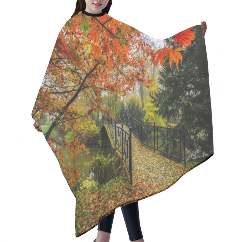 Personality  Scenic View Of Misty Autumn Landscape With Beautiful Old Bridge  Hair Cutting Cape