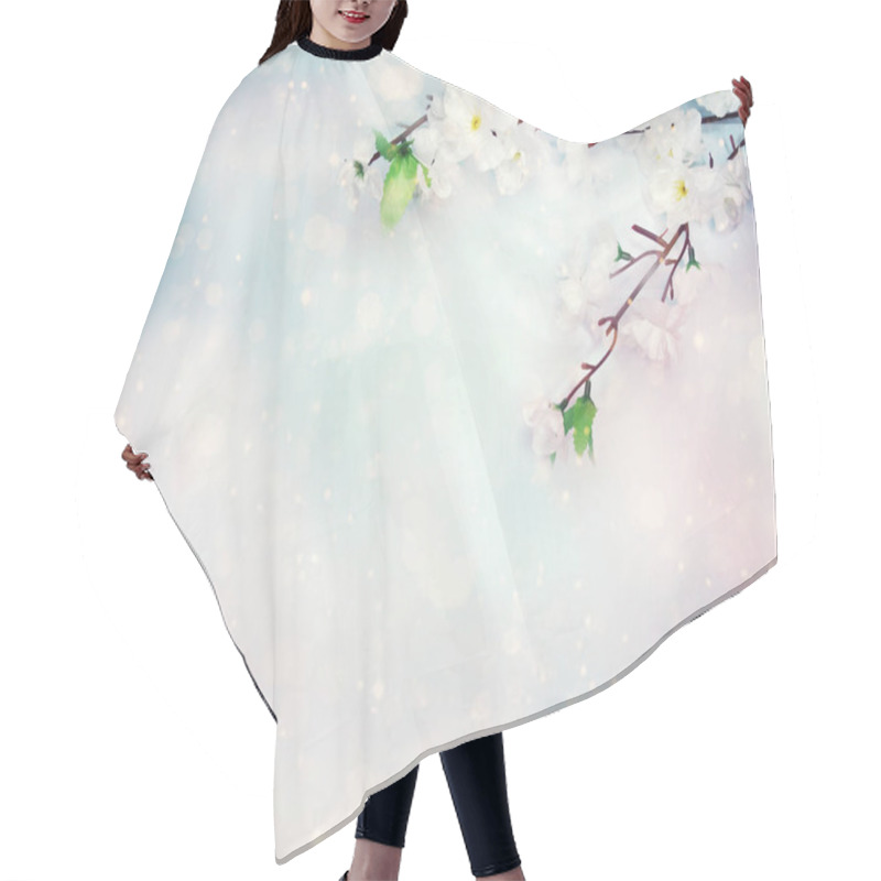 Personality  Spring Background Of Flowering White Cherry Flowers Tree And Lea Hair Cutting Cape