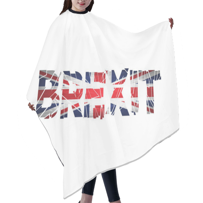 Personality  Brexit Text Isolated. Brexit Cracks Text Isolated. United Kingdom Exit From Europe Relative Image. Brexit Named Politic Process. Referendum Theme Hair Cutting Cape