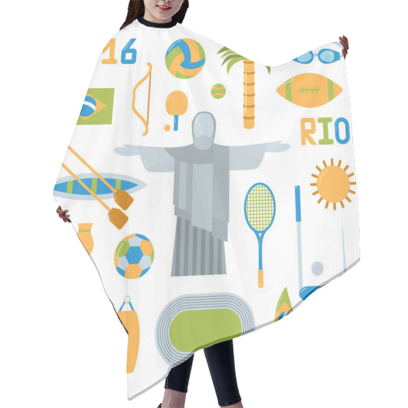 Personality  Rio Summer Olympic Games Icons Vector Illustration Hair Cutting Cape