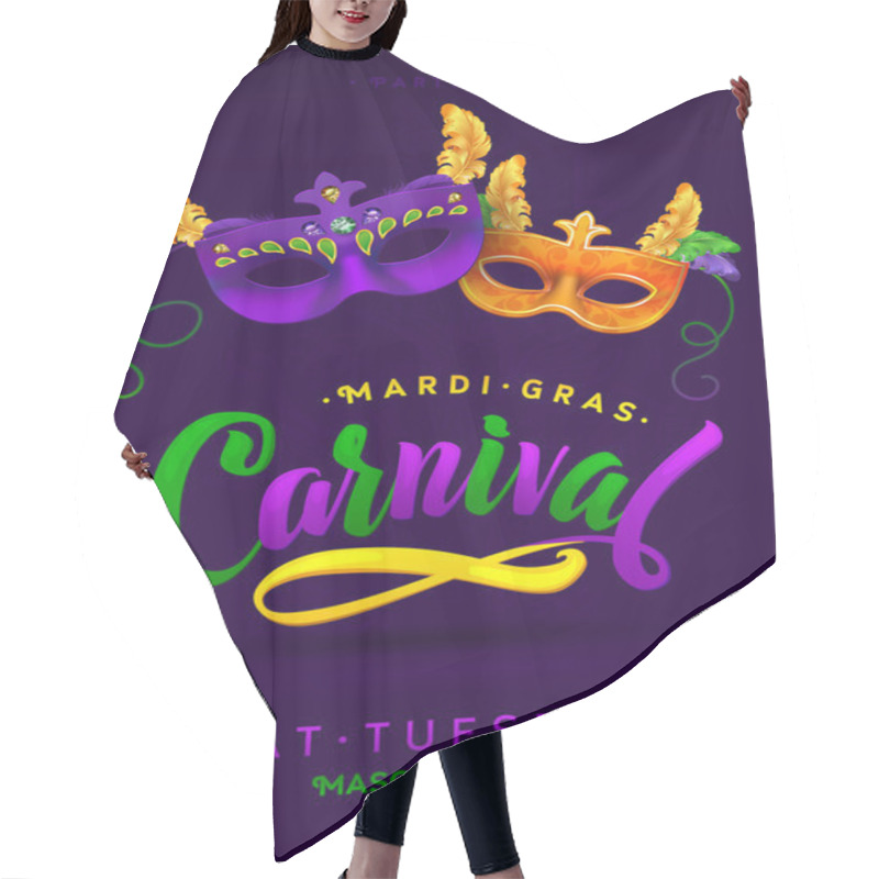 Personality  Mardi Gras Carnival Calligraphy Invitation Poster. Vector Illustration Template Hair Cutting Cape