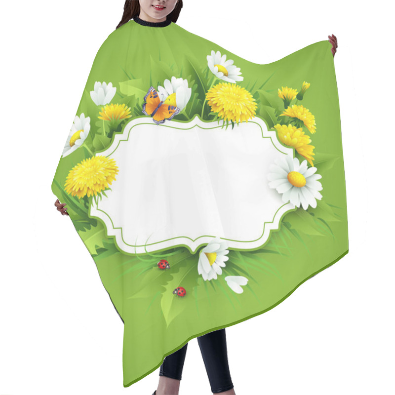 Personality  Fresh Spring Background With Grass, Dandelions And Daisies Hair Cutting Cape