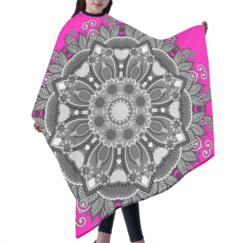 Personality  Grey Circular Decorative Geometric Pattern For Yoga Fashion Desi Hair Cutting Cape