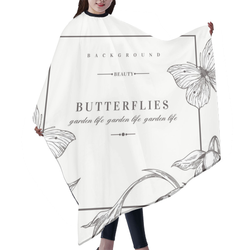 Personality  Background With Flowers And Butterflies. Hair Cutting Cape