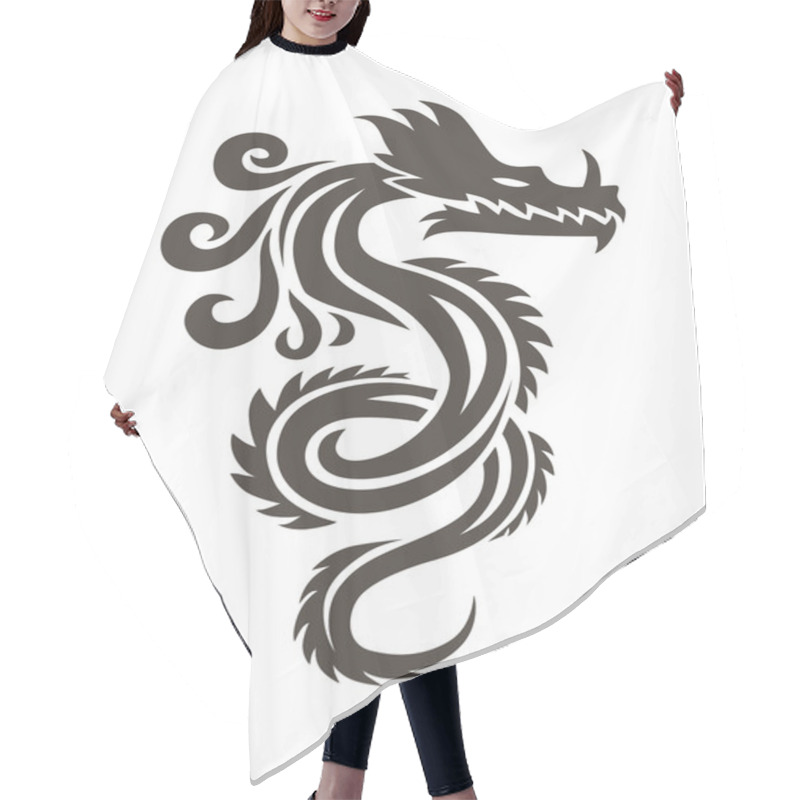 Personality  Chinese Dragon On White Background Vector Illustration. Hair Cutting Cape