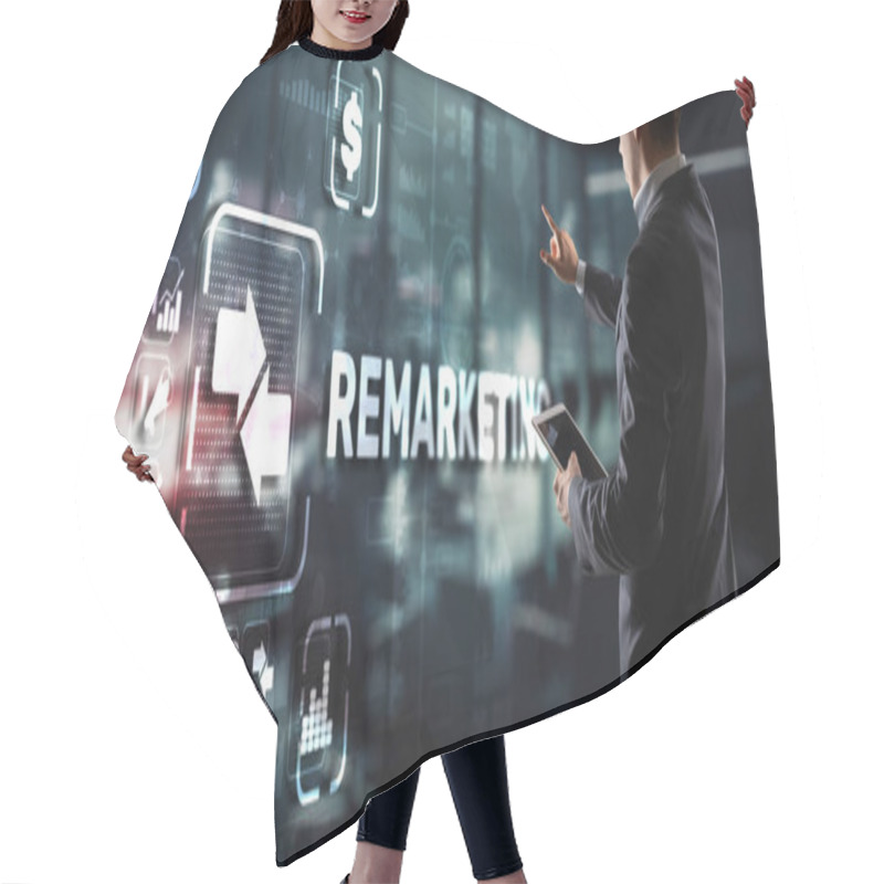 Personality  Remarketing On Virtual Screen. Business Technology Internet And Finance Concept. Hair Cutting Cape