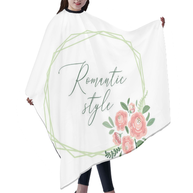 Personality  Cute Botanical Theme Floral Frame Background With Bouquets Of Hand Drawn Rustic Roses And Leaves Branches In Neutral Colors Hair Cutting Cape