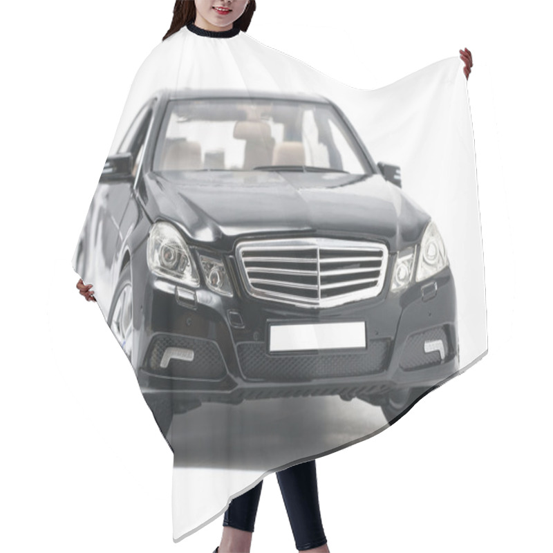 Personality  Front View Of Black Luxury Car Isolated On White Hair Cutting Cape