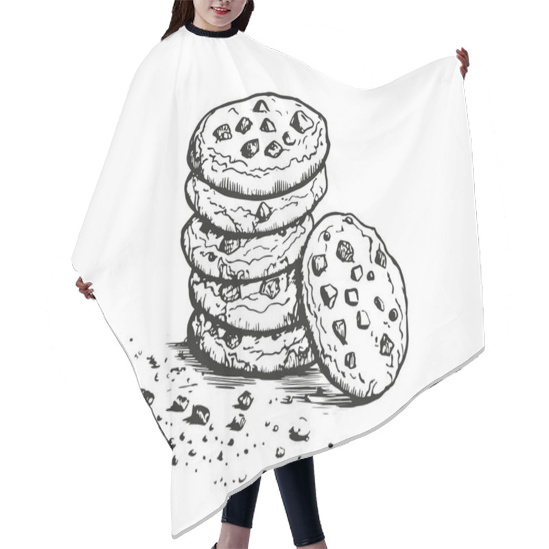 Personality  Cookies Vector Sketch Line Drawing Black On White Hair Cutting Cape