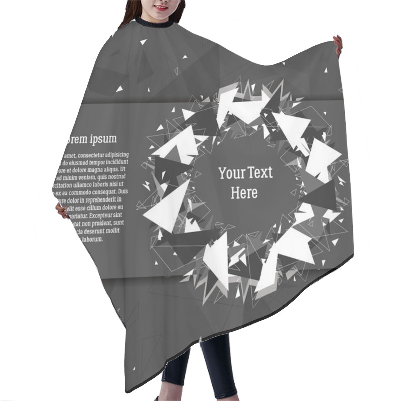 Personality  Geometric Frame. Grey Background With Geometric Shapes. Dark Des Hair Cutting Cape