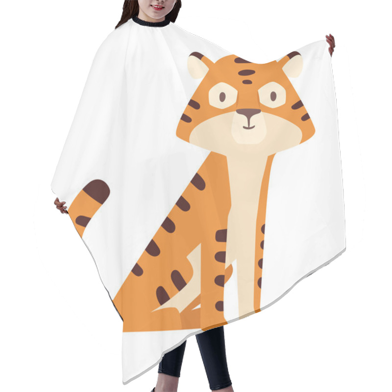 Personality  Cartoon Tiger Vector Illustration. Hair Cutting Cape