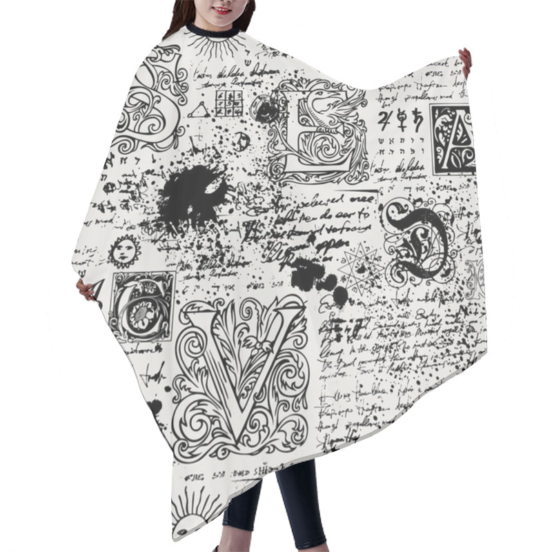 Personality  Seamless Pattern With Capital And Initial Letters Hair Cutting Cape