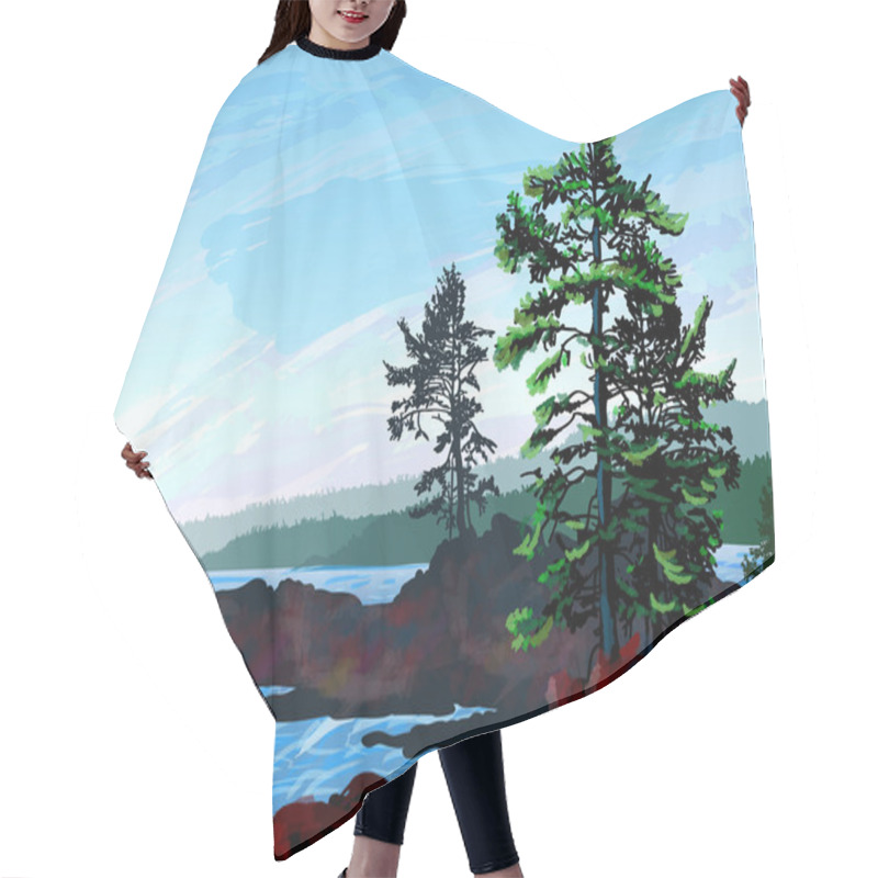 Personality  West Coast Landscape Painting Hair Cutting Cape