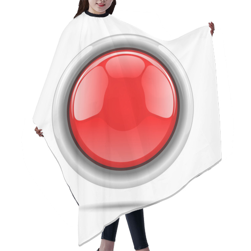 Personality  Red Vector Shiny Button Hair Cutting Cape