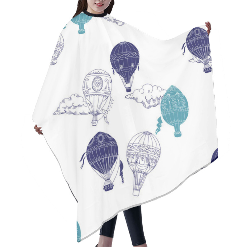 Personality  Seamless Pattern With Hot Air Balloons Hair Cutting Cape