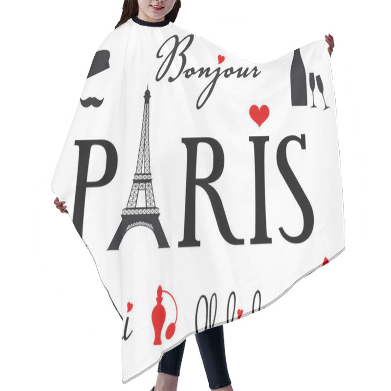 Personality  Paris With Eiffel Tower, Vector Set Hair Cutting Cape