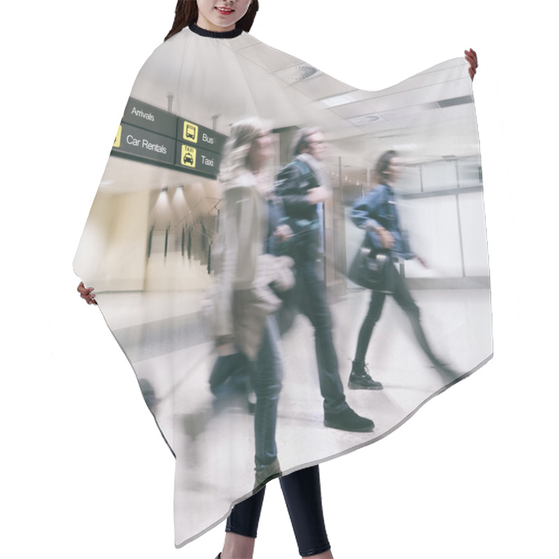 Personality  Airline Passengers In An Airport Hair Cutting Cape