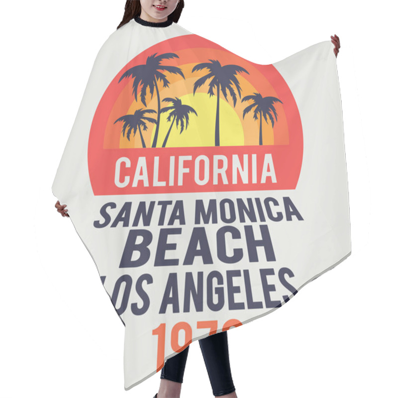 Personality  California Santa Beach Typography, T-shirt Graphic Hair Cutting Cape