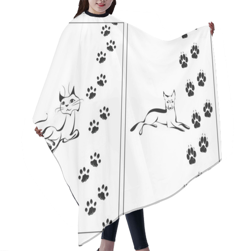 Personality  Cat And Dog And Footsteps Hair Cutting Cape