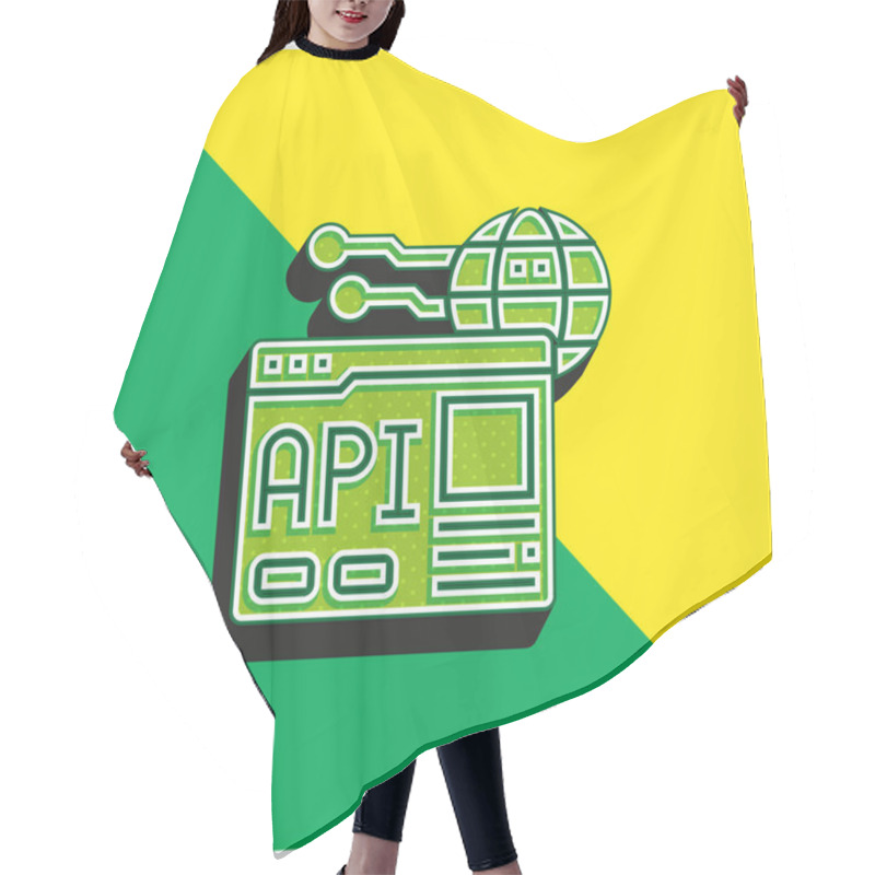 Personality  Api Green And Yellow Modern 3d Vector Icon Logo Hair Cutting Cape