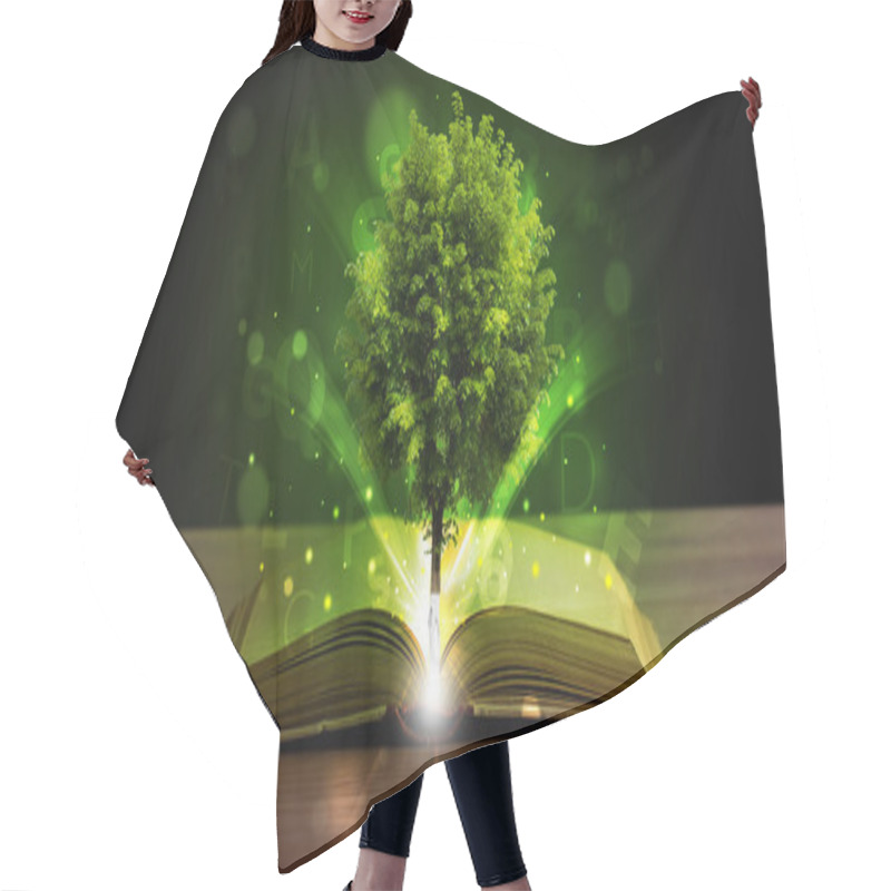 Personality  Open Book With Magical Green Tree And Rays Of Light Hair Cutting Cape