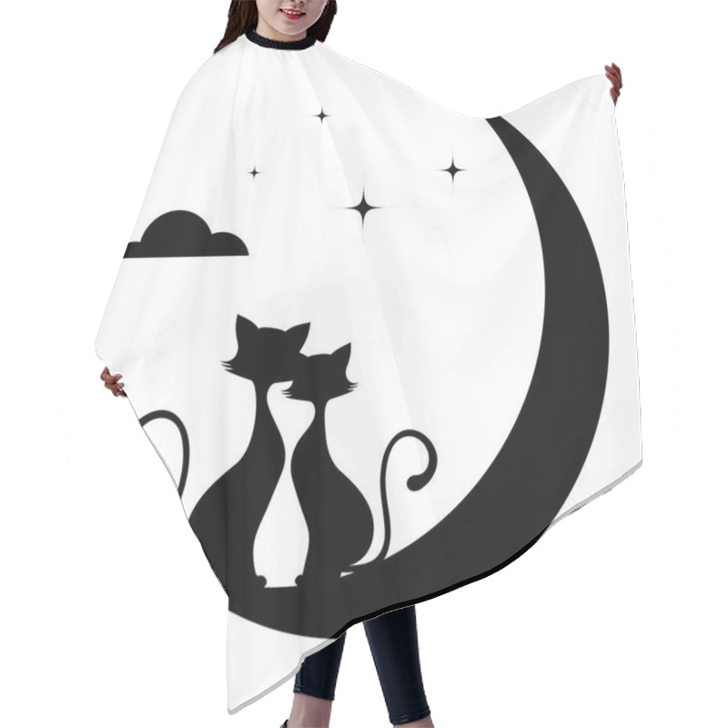 Personality  Romantic Meeting Of Cats Monochrome Illustration. Hair Cutting Cape