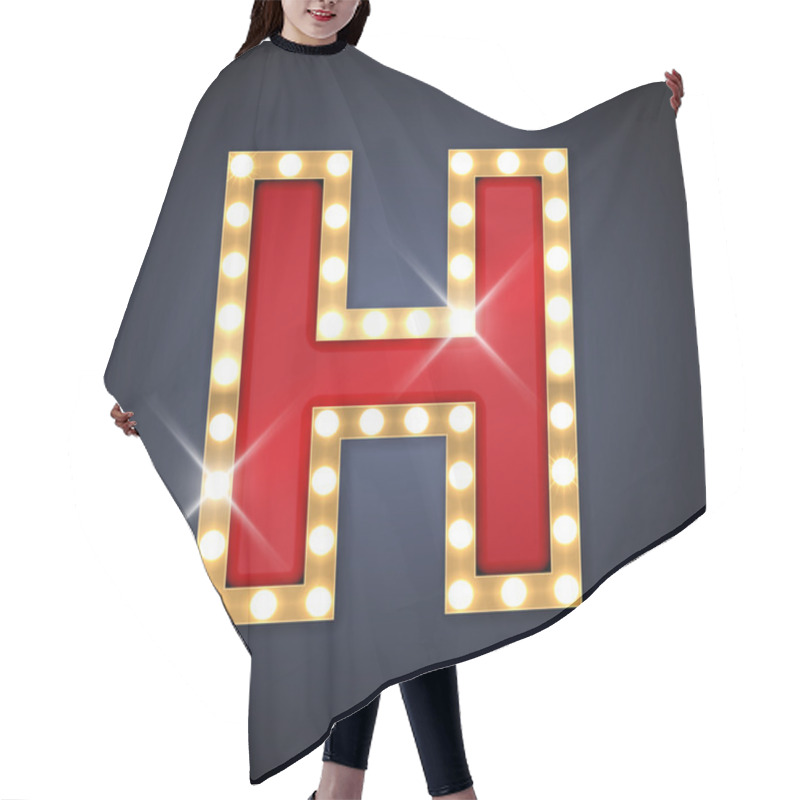 Personality  Letter H In Shape Of Retro Sing-board With Lamps Hair Cutting Cape