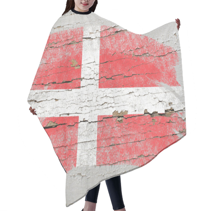 Personality  Flag Of Denmark On Grunge Wooden Texture Painted With Chalk Hair Cutting Cape