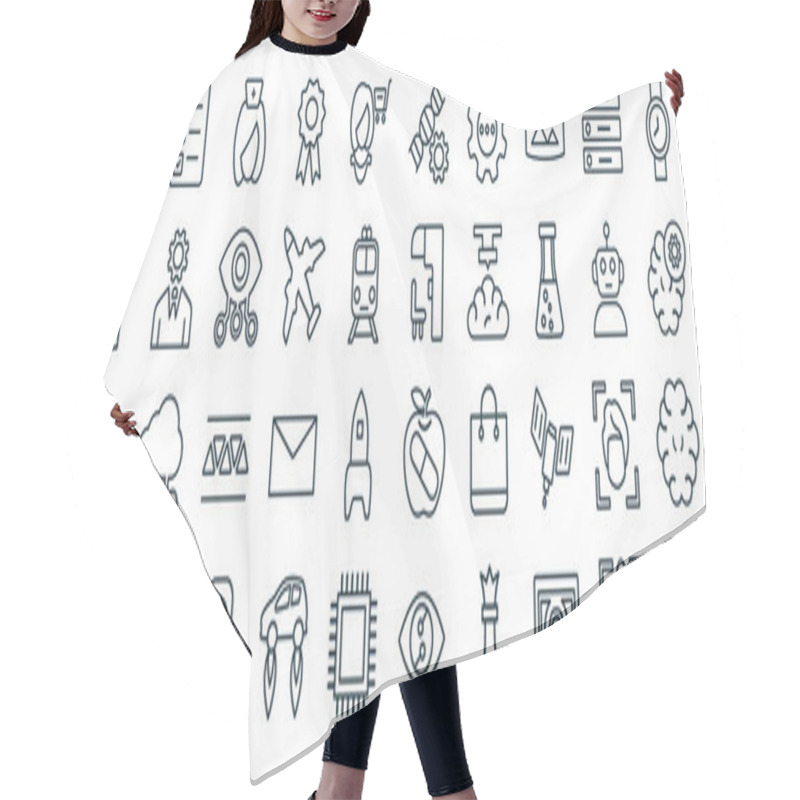 Personality  Set Of 40 Flat Artificial Intellegence Web Icons In Line Style Such As Check List, Data Transfer, Smart Home, Ar Monocle, Robots, Wristwatch, Genetic Modification Icons For Report, Presentation, Hair Cutting Cape