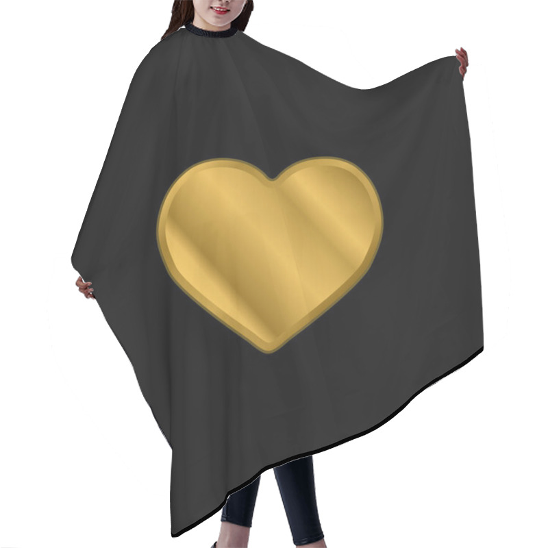 Personality  Big Black Heart Gold Plated Metalic Icon Or Logo Vector Hair Cutting Cape