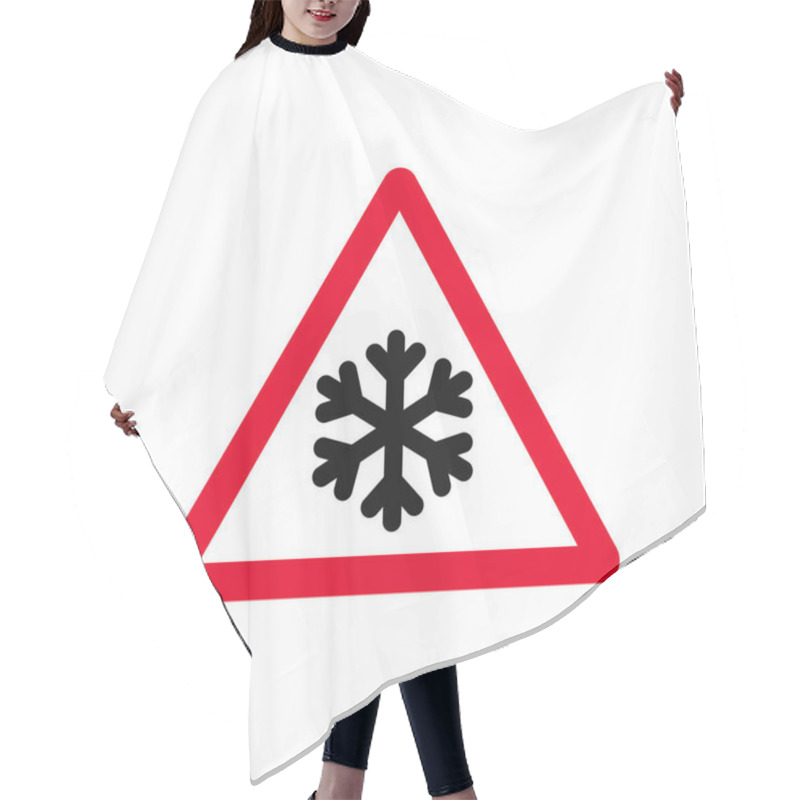 Personality  Snow Ice Road Beware Traffic Triangle Sign Hair Cutting Cape