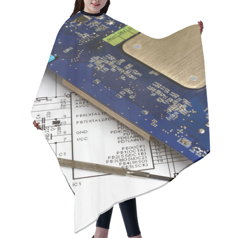 Personality  Printed Circuit Board Hair Cutting Cape