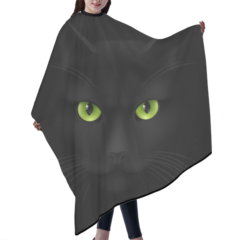 Personality  Black Cat With Green Eyes Hair Cutting Cape