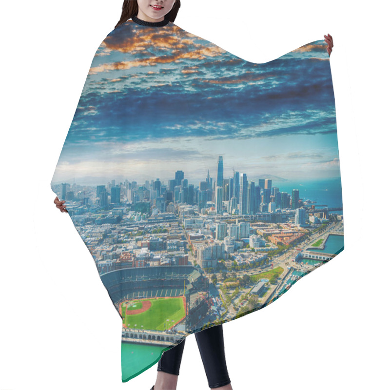 Personality  Amazing Aerial View Of San Francisco Stadium, Port And Skyline. Hair Cutting Cape