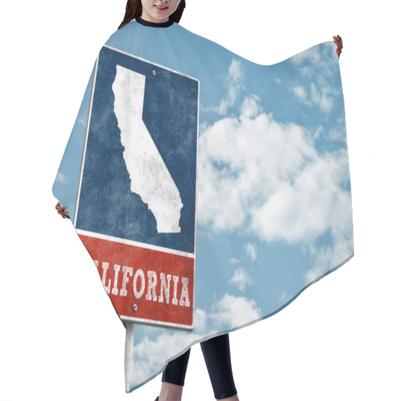 Personality  California State Map On Road Sign Hair Cutting Cape