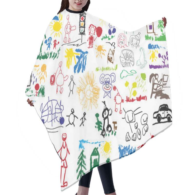 Personality  Stylized Children's Drawings Hair Cutting Cape