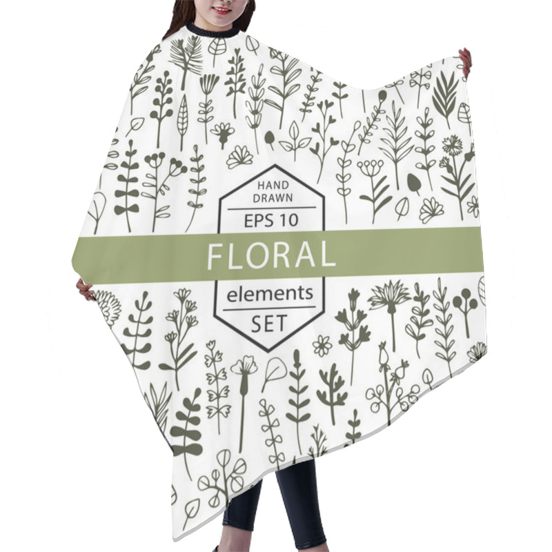 Personality  Hand Drawn Floral Elements Hair Cutting Cape