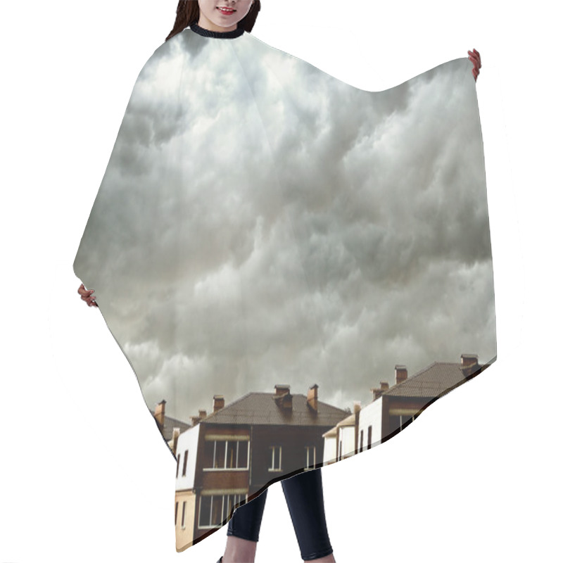 Personality  Houses Against Dark Clouds Hair Cutting Cape