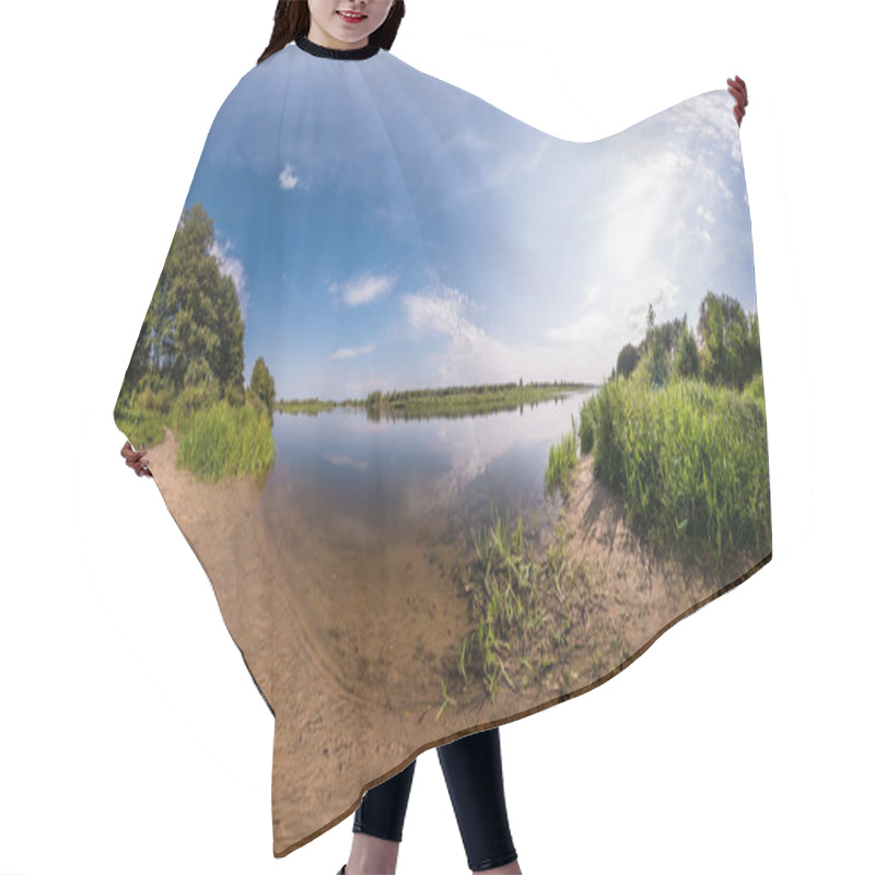 Personality  Full Seamless Spherical Panorama 360 By 180 Degrees Angle View On The Shore Of Width River Neman In Sunny Summer Day In Equirectangular Projection, Ready VR Virtual Reality Content Hair Cutting Cape